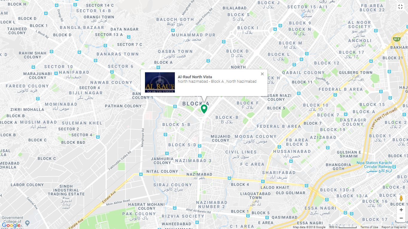 Al-Rauf North Vista Karachi Location Map